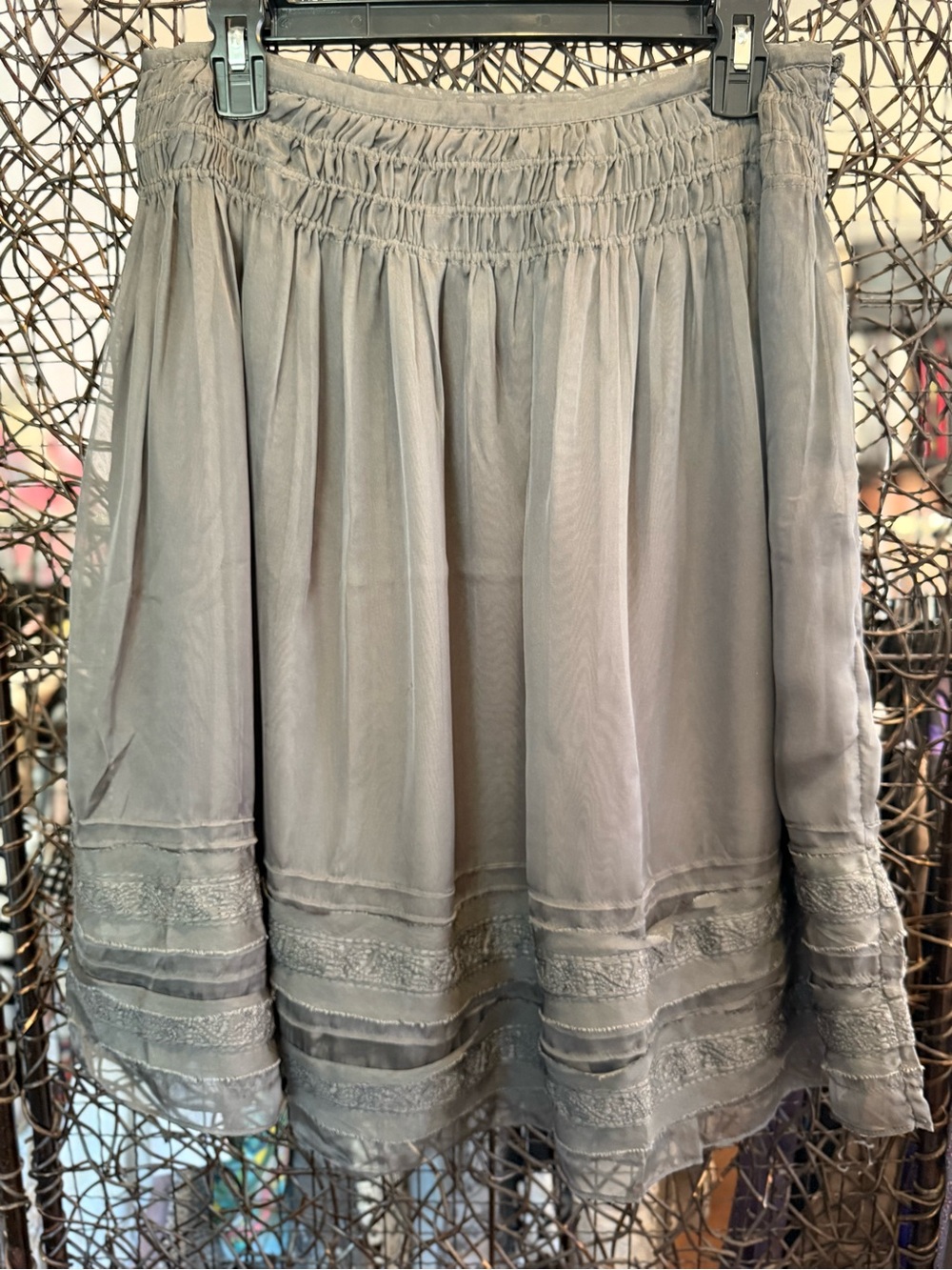 Women's Chiffon A-Line Skirt - Light Gray (0106) - Picture 2 of 5